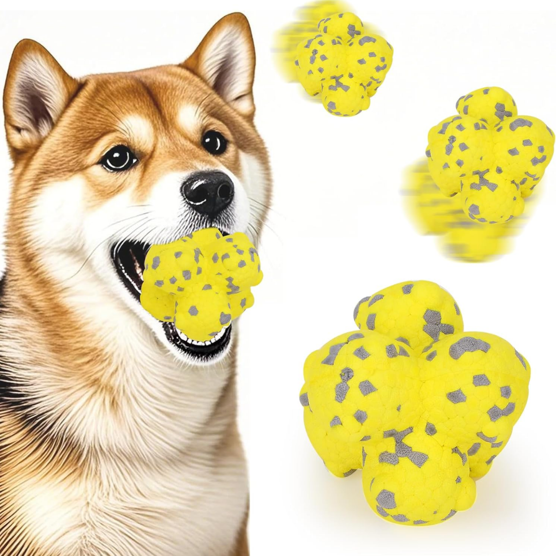 Bola de espiga para cachorro, bola de mastigar interativa resistente ETPU para mastigadores agressivos, bola de busca flutuante, limpeza de dentes, filhote de cachorro e brinquedo de cachorro compatível com lançador de bola