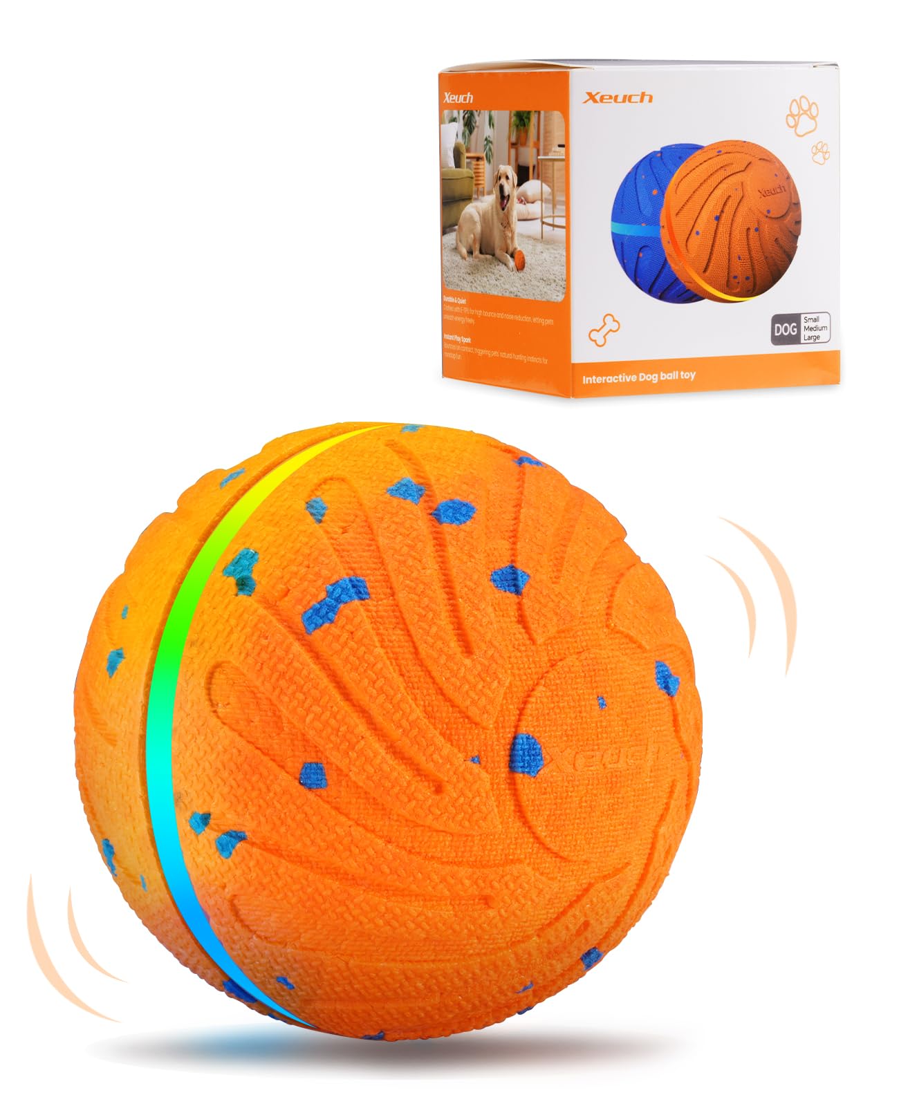 Bola Interativa Inteligente para Cães — Bola Automática em Movimento para Filhotes, Médios e Grandes (Material ETPU)