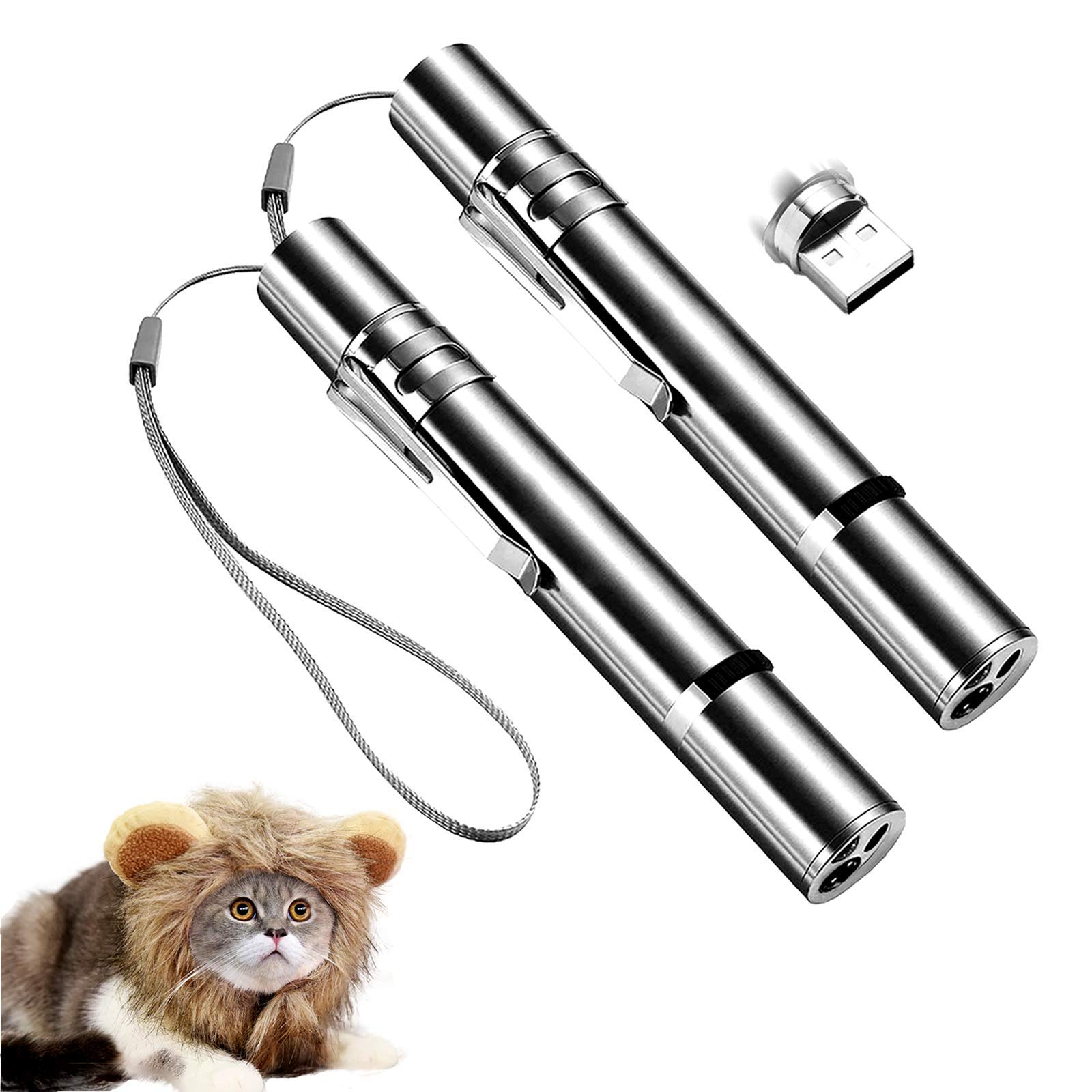Brinquedo Interativo Recarregável para Gatos — Luz Vermelha, 3 Modos e 5 Padrões de Movimento (2 Unidades)