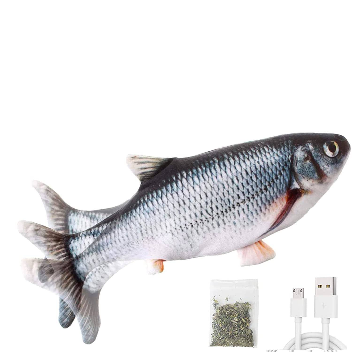 Peixe Interativo com Catnip para Gatos — Kicker Móvel Recarregável 10.5 polegadas