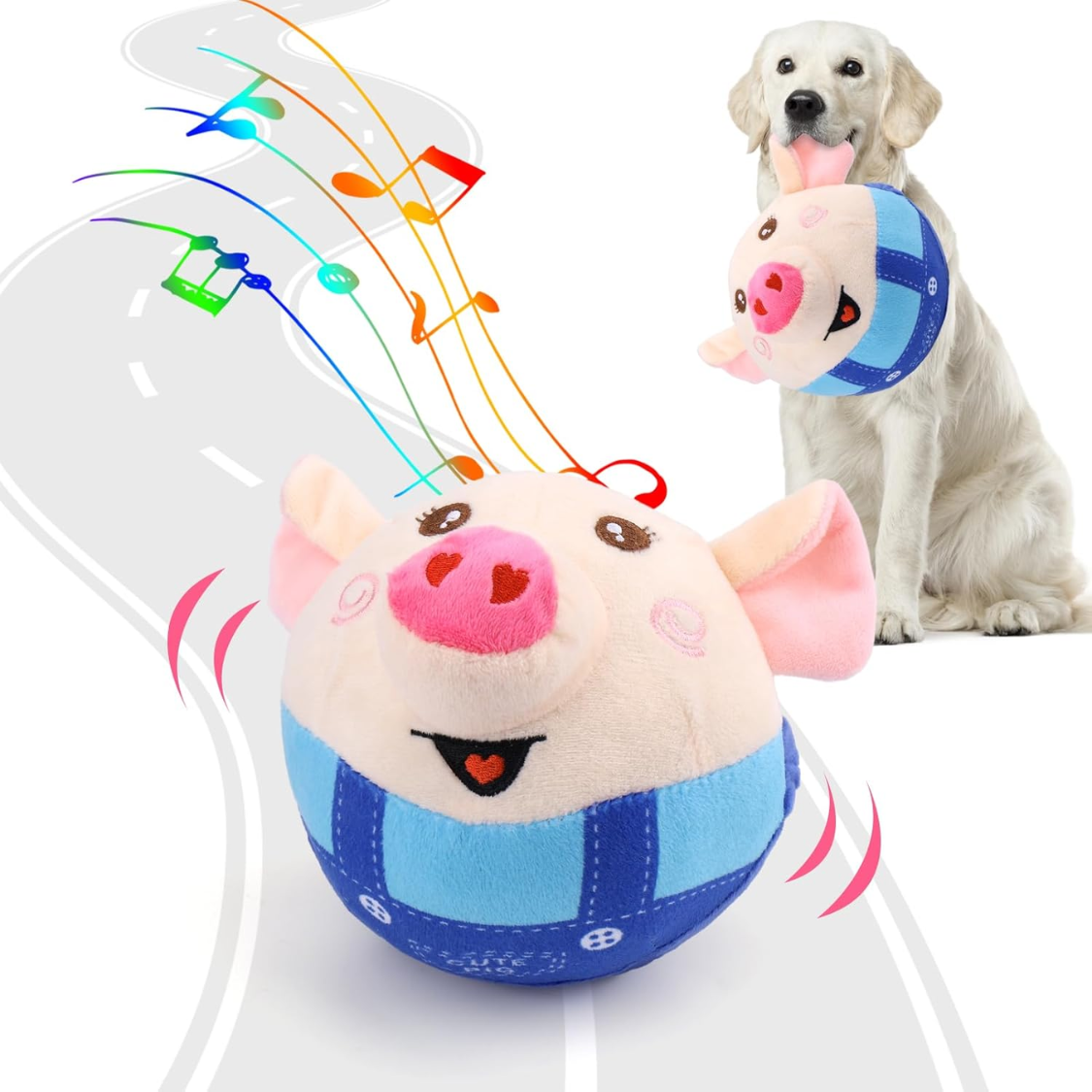 Brinquedo Interativo para Cães Porquinho — Recarregável com Gravação e Música