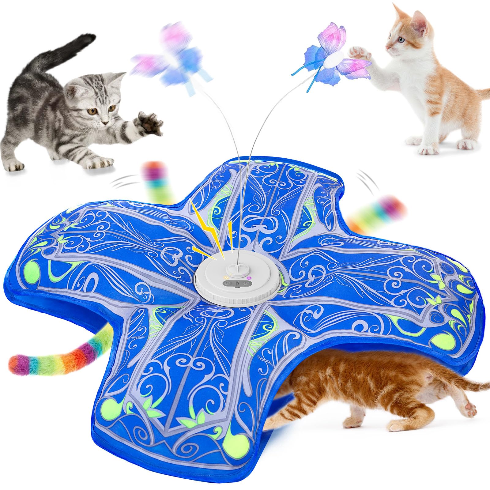 Túnel Interativo Automático para Gatos — Recarregável com Cauda e Borboleta