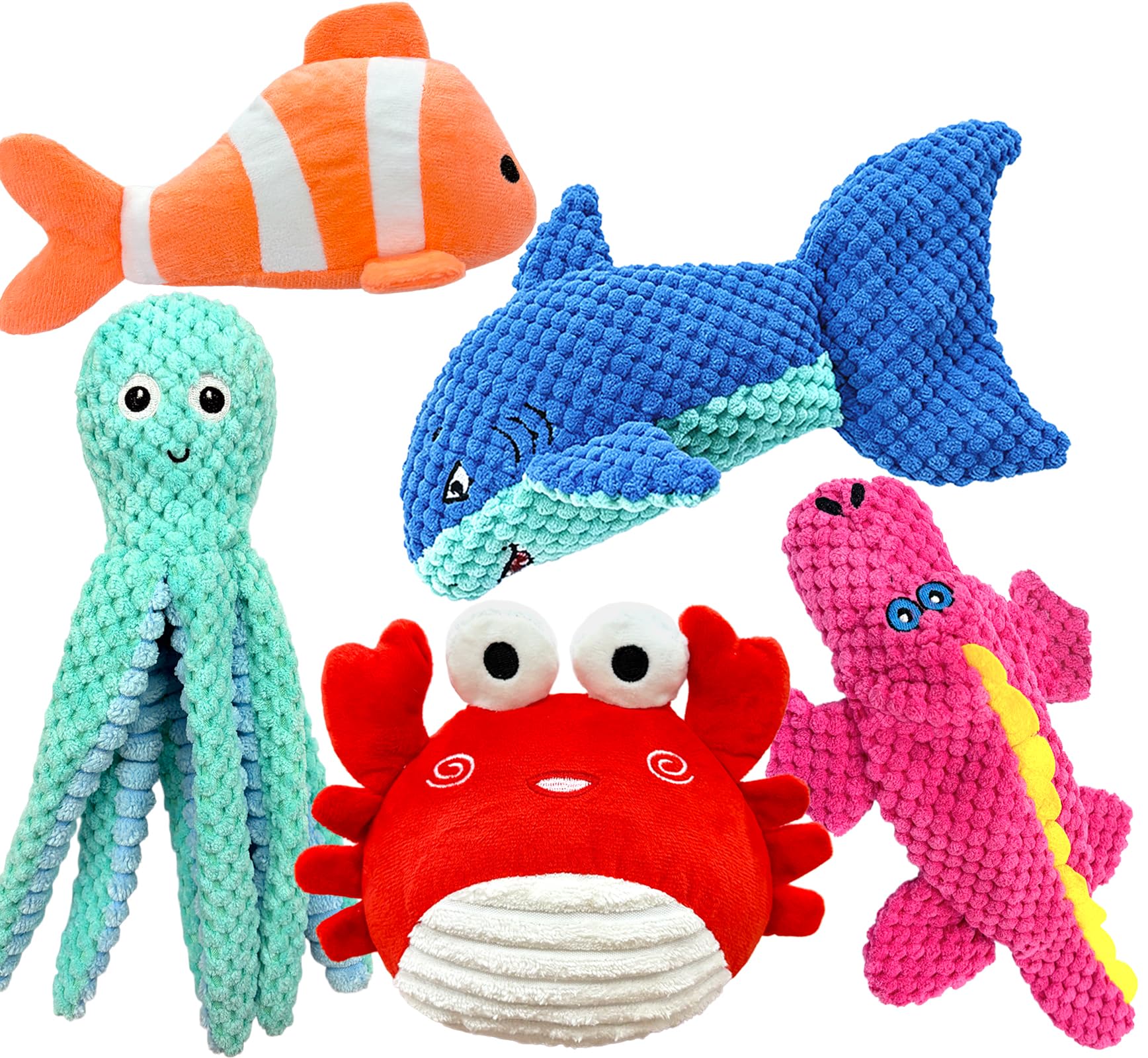 Brinquedos Squeaky com Papel Crocante para Mastigadores Agressivos — Pelúcia para Filhotes, Kit com 5 Peças Durable para Raças Pequenas, Médias e Grandes