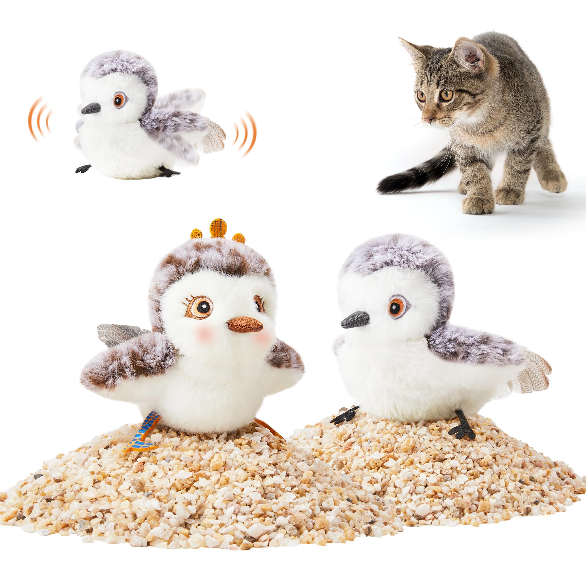 Brinquedo Maçarico Bate-Asas para Gatos — Par Interativo Recarregável com Sensor de Toque e Catnip