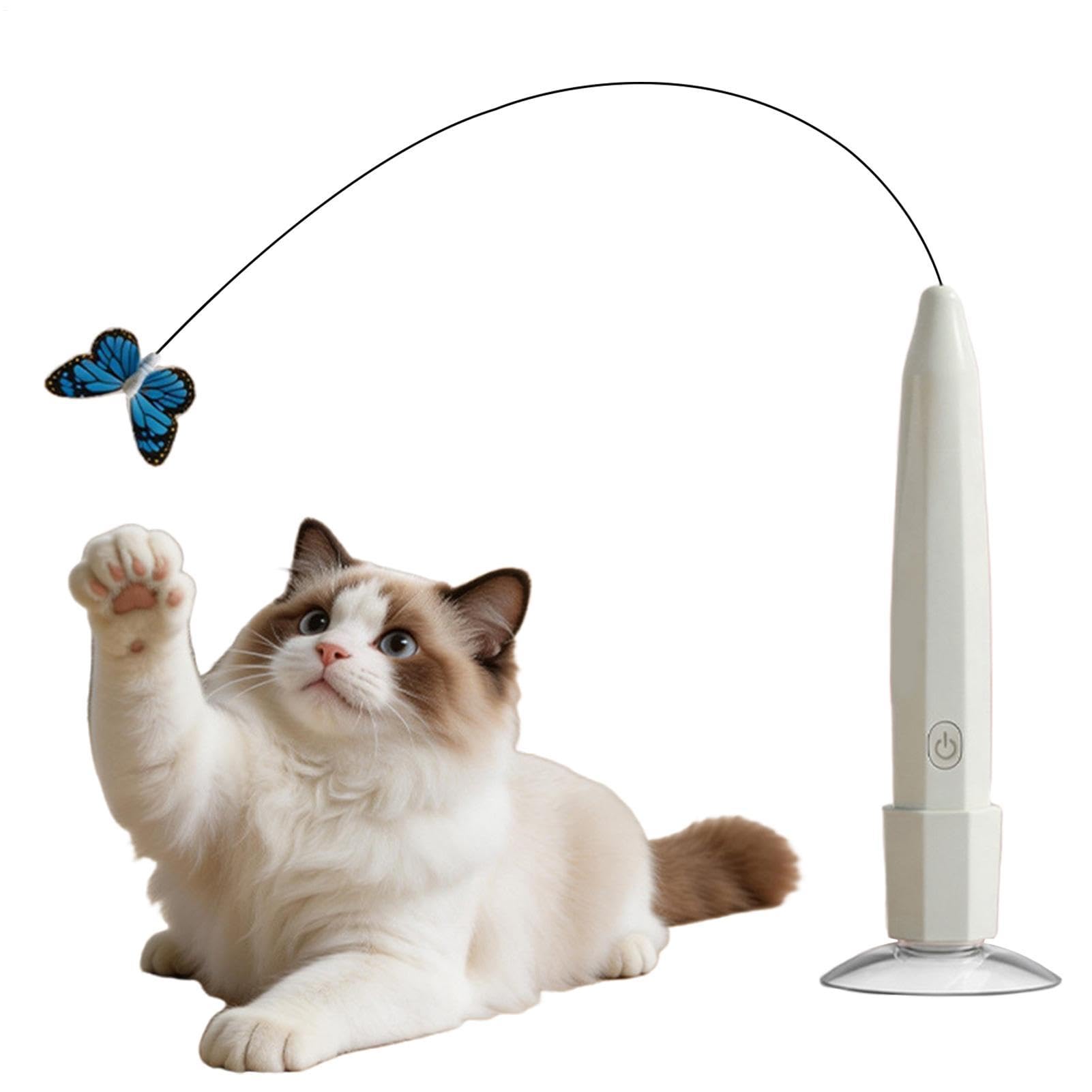Varinha Interativa Borboleta Automática para Gatos — Recarregável com Ventosa e Movimento Giratório